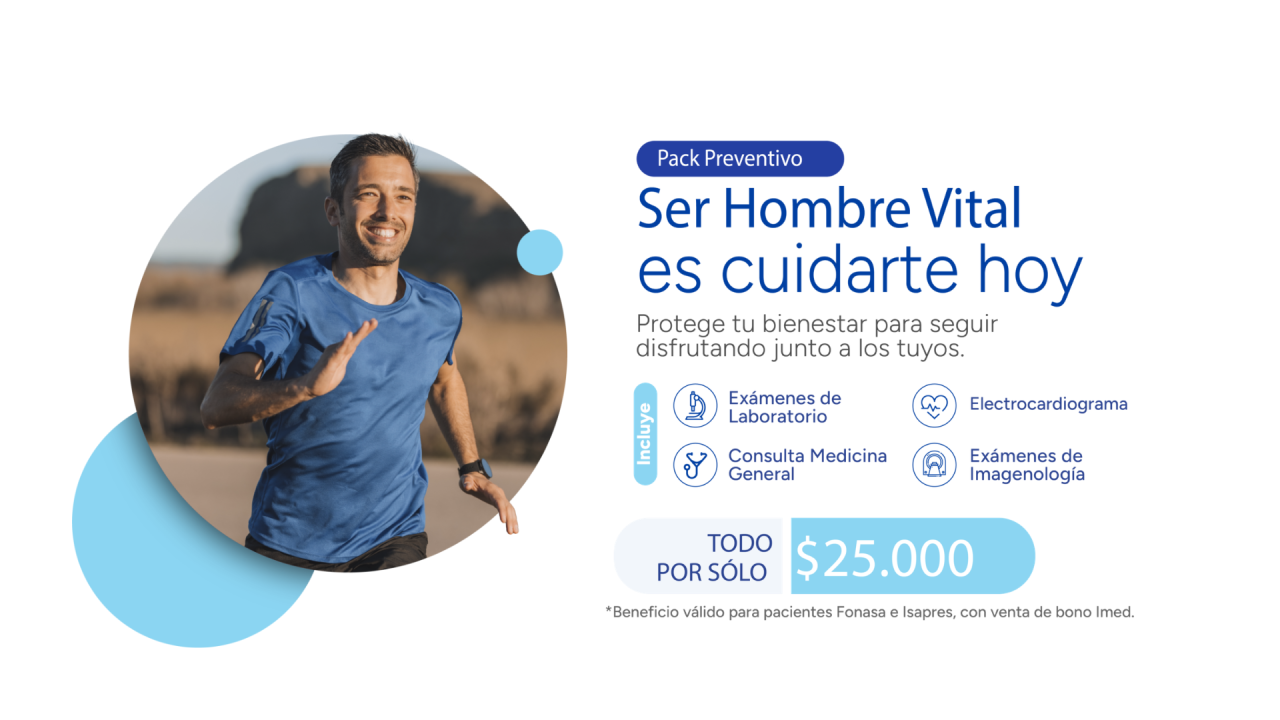 Médico general de Andes Salud Los Ángeles conversando con un paciente sobre los resultados de su Pack Preventivo Hombre Vital