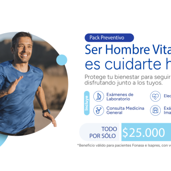 Médico general de Andes Salud Los Ángeles conversando con un paciente sobre los resultados de su Pack Preventivo Hombre Vital